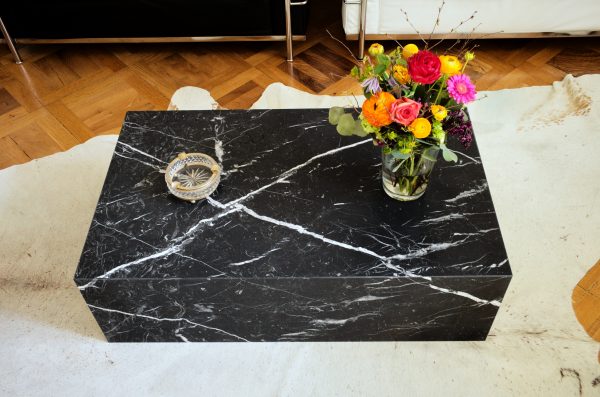 Marble table block nero marquina black